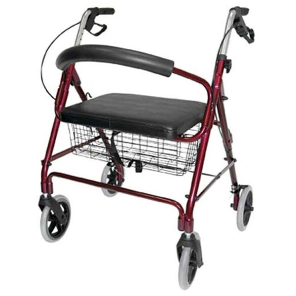 Mabis Mabis 501-1029-0700 Lightweight Extra Wide Heavy Duty Aluminum Rollator - Burgundy 501-1029-0700 - main